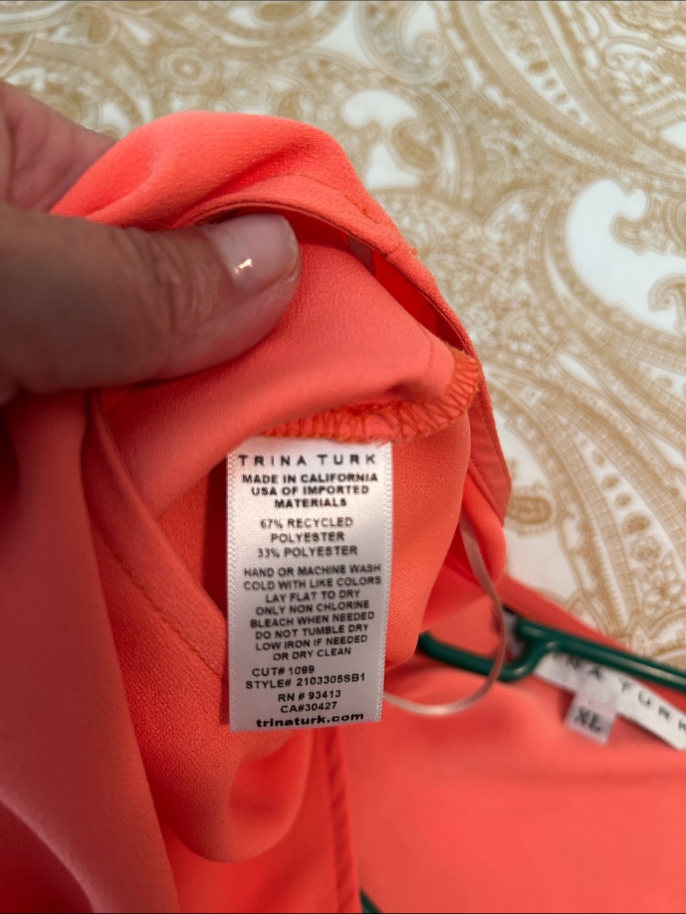 Trina Turk Coral Asymmetrical Sleeveless Draped Dress - Picture 4 of 4